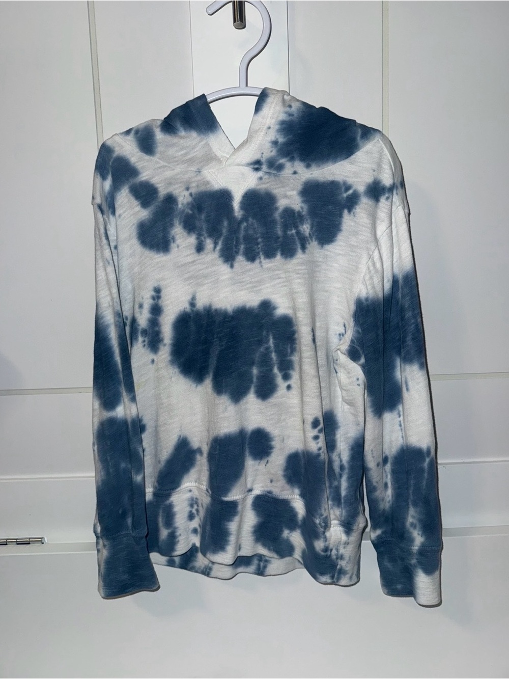 Tie-Dye Hooded Pullover - Blue and White